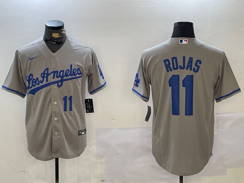 Men Los Angeles Dodgers #11 Rojas Grey Game 2024 Nike MLB Jersey style 10161